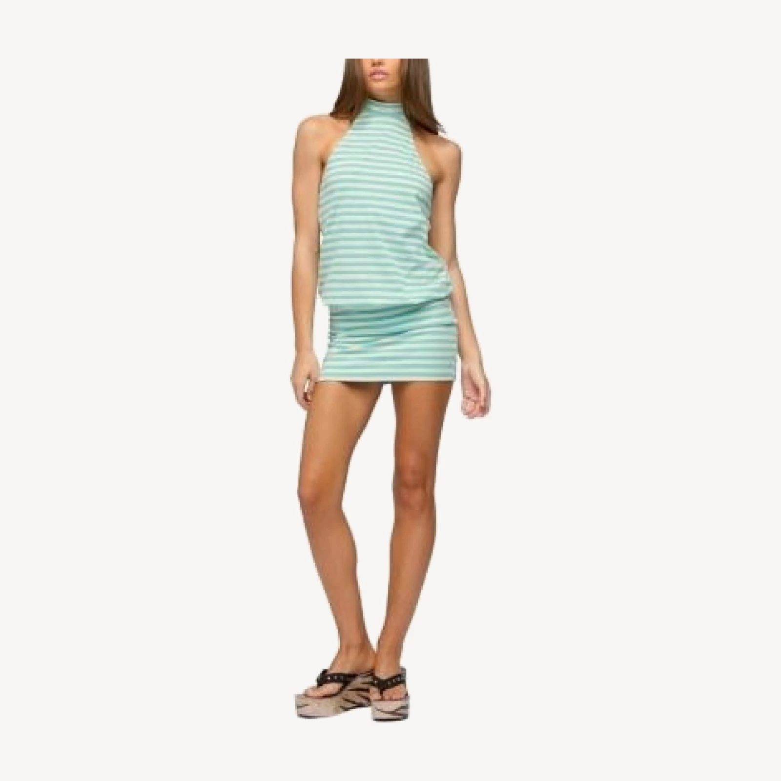 Edikted Milah Striped Halter Neck Mini Dress