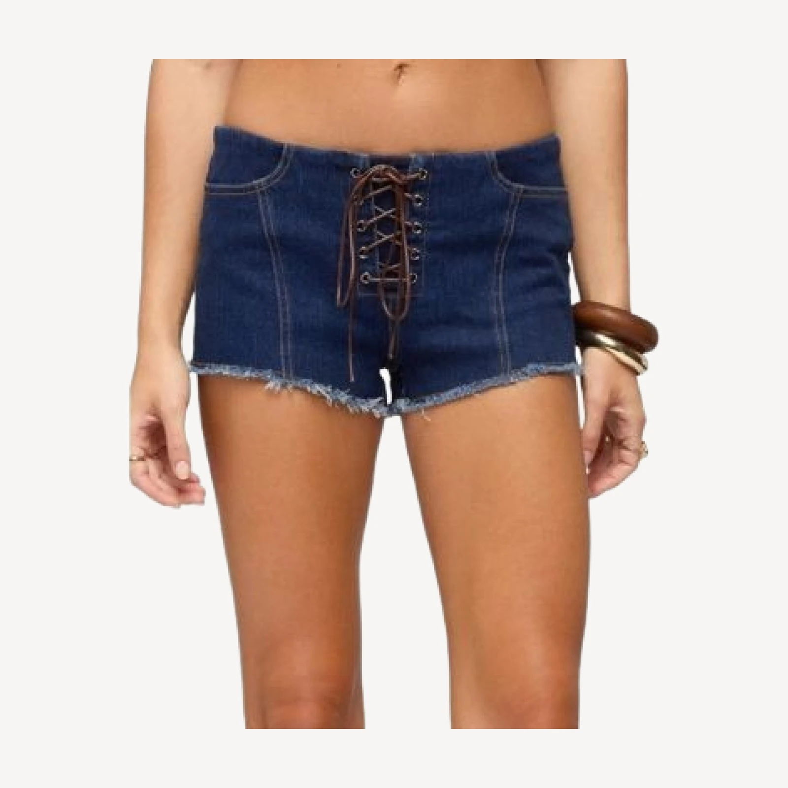 Edikted Svea Lace Up Denim Micro Shorts