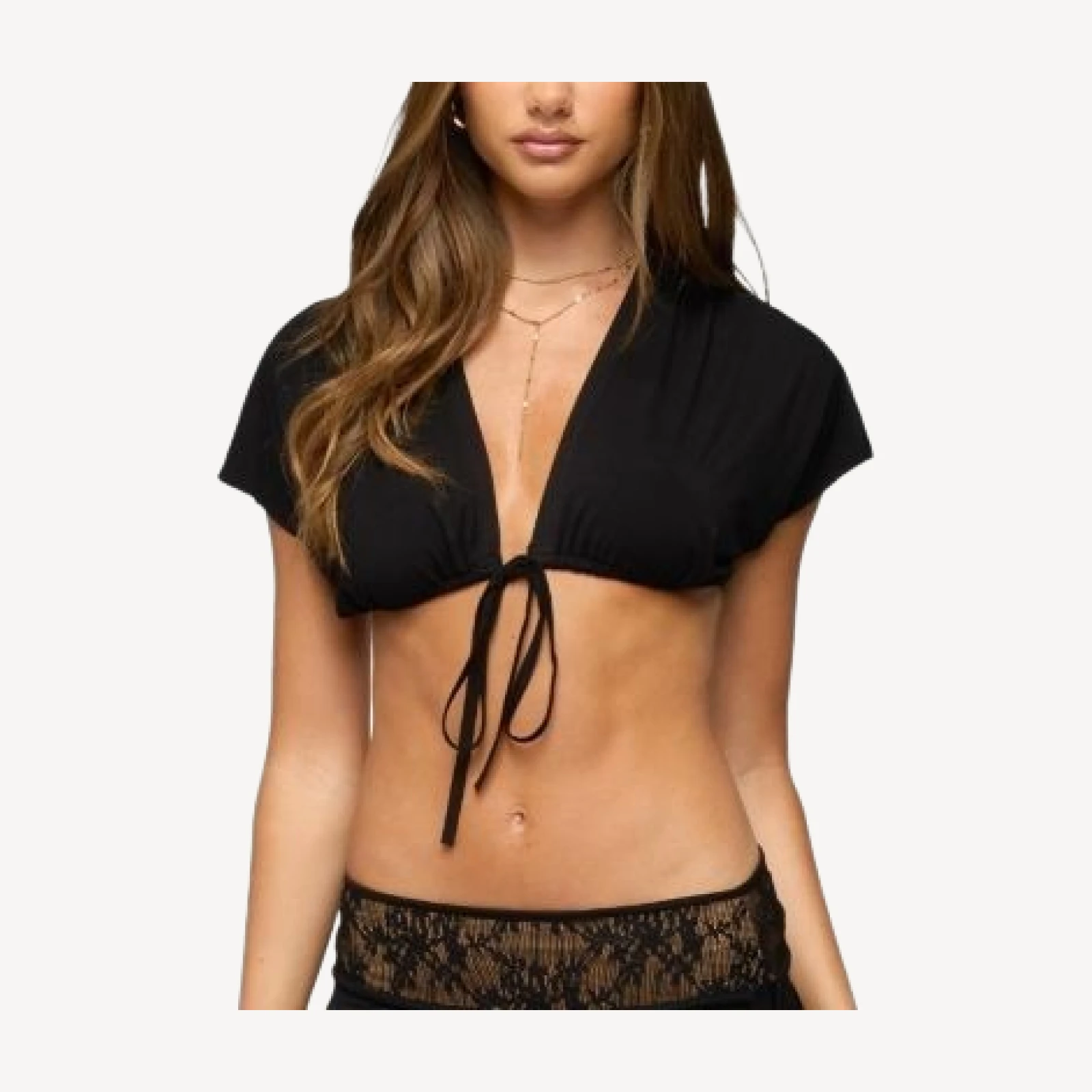 Edikted Kaylea Tie Front Backless Crop Top