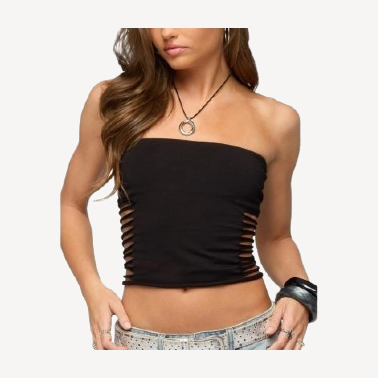 Edikted Kelcy Shredded Built In Bra Top