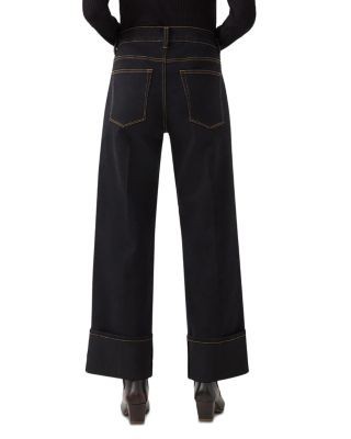 Karen Kane High Rise Cuffed Cropped Jeans in Black