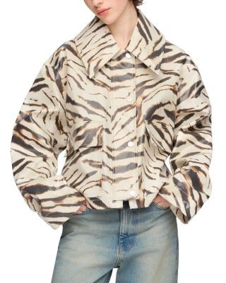 Ganni Laminated Zebra Print Jacket