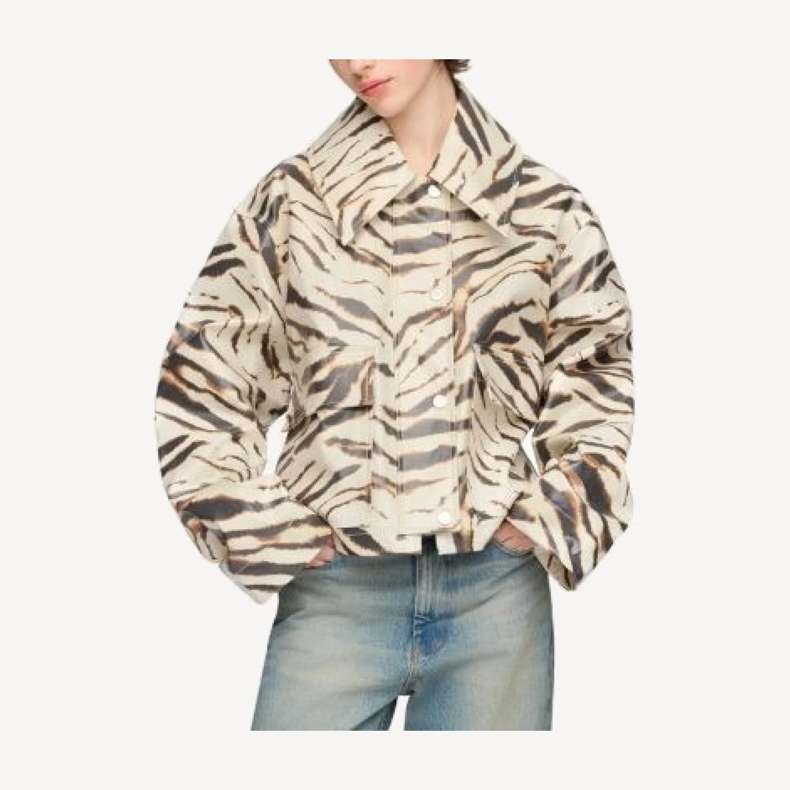 Ganni Laminated Zebra Print Jacket
