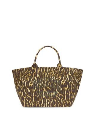 Ganni Easy Shopper Xxl Leopard Print Cotton Tote