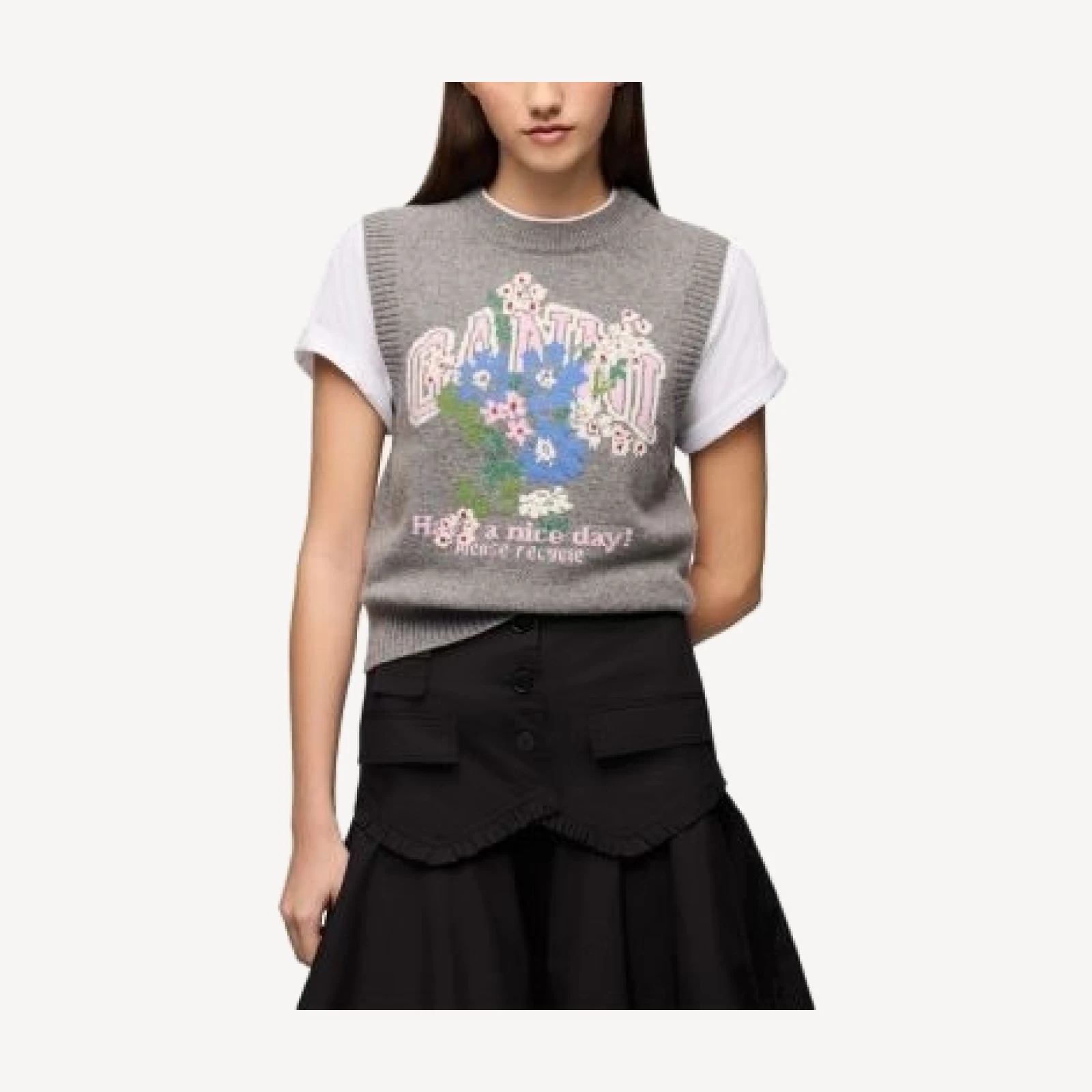 Ganni Flower Logo Sweater Vest