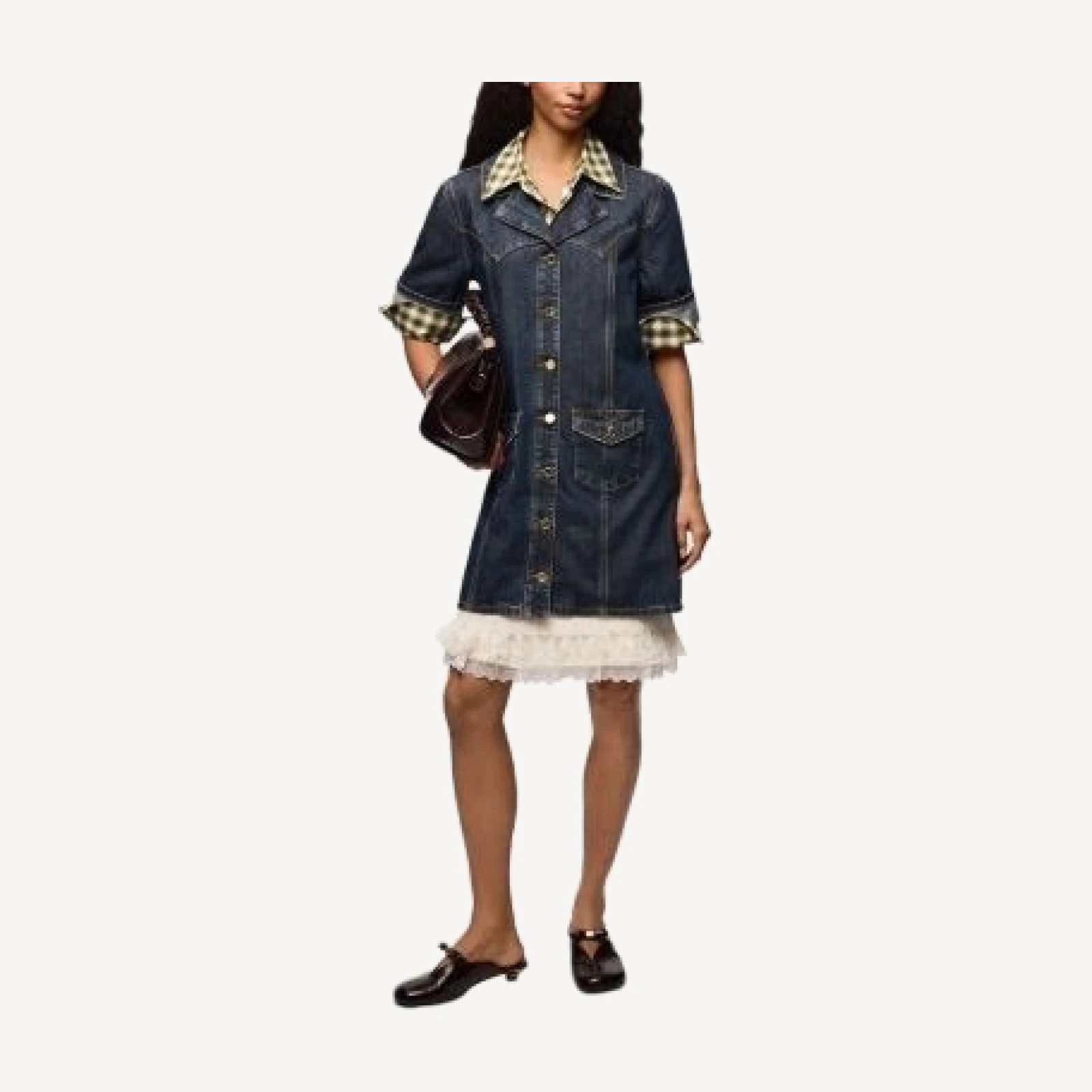 Ganni Slub Mix Denim Mini Dress