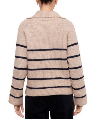 Karen Kane Stripe Half-Zip Long Sleeve Sweater