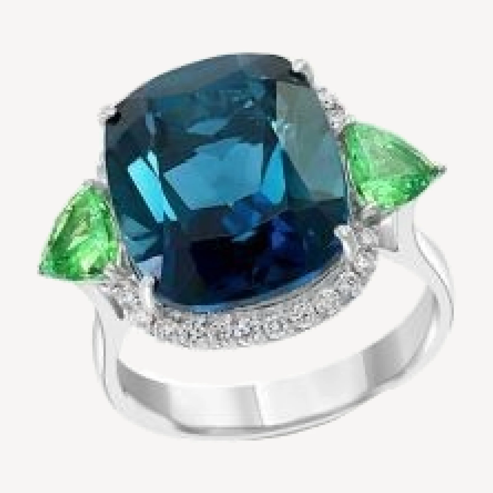 Bloomingdale's Fine Collection London Blue Topaz, Tsavorite & Diamond Ring in 14K White Gold