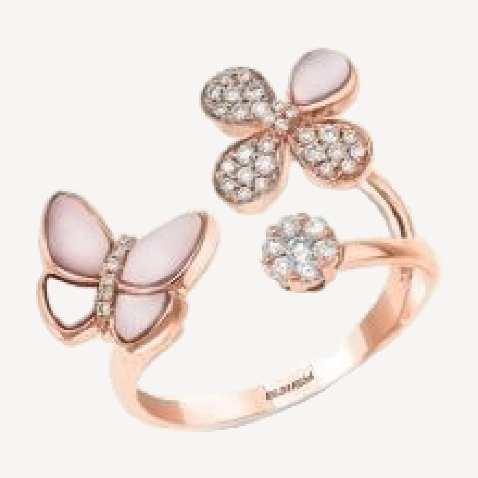 Bloomingdale's Fine Collection Mother-of-Pearl & Diamond Butterfly & Flower Ring in 14K Rose Gold