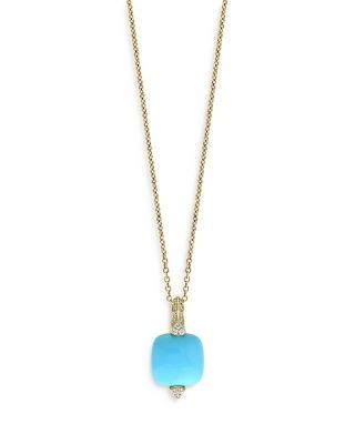 Bloomingdale's Fine Collection Turquoise & Diamond Pendant Necklace in 14K Yellow Gold, 18