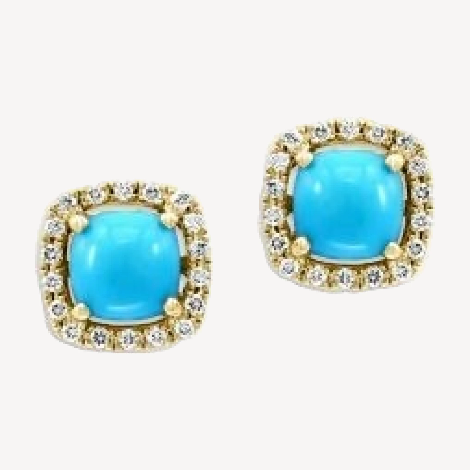 Bloomingdale's Fine Collection Turquoise & Diamond Halo Stud Earrings in 14K Yellow Gold