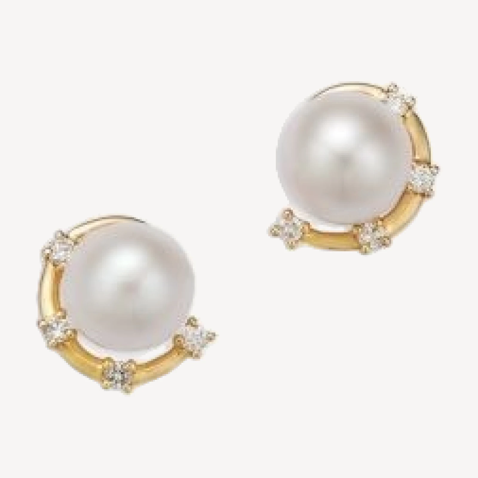 Bloomingdale's Fine Collection Spring Pearl Freshwater Pearl & Diamond Demi Frame Earrings in 14K Yellow Gold