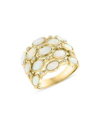 Bloomingdale's Fine Collection Opal & Diamond Multirow Statement Ring in 14K Yellow Gold