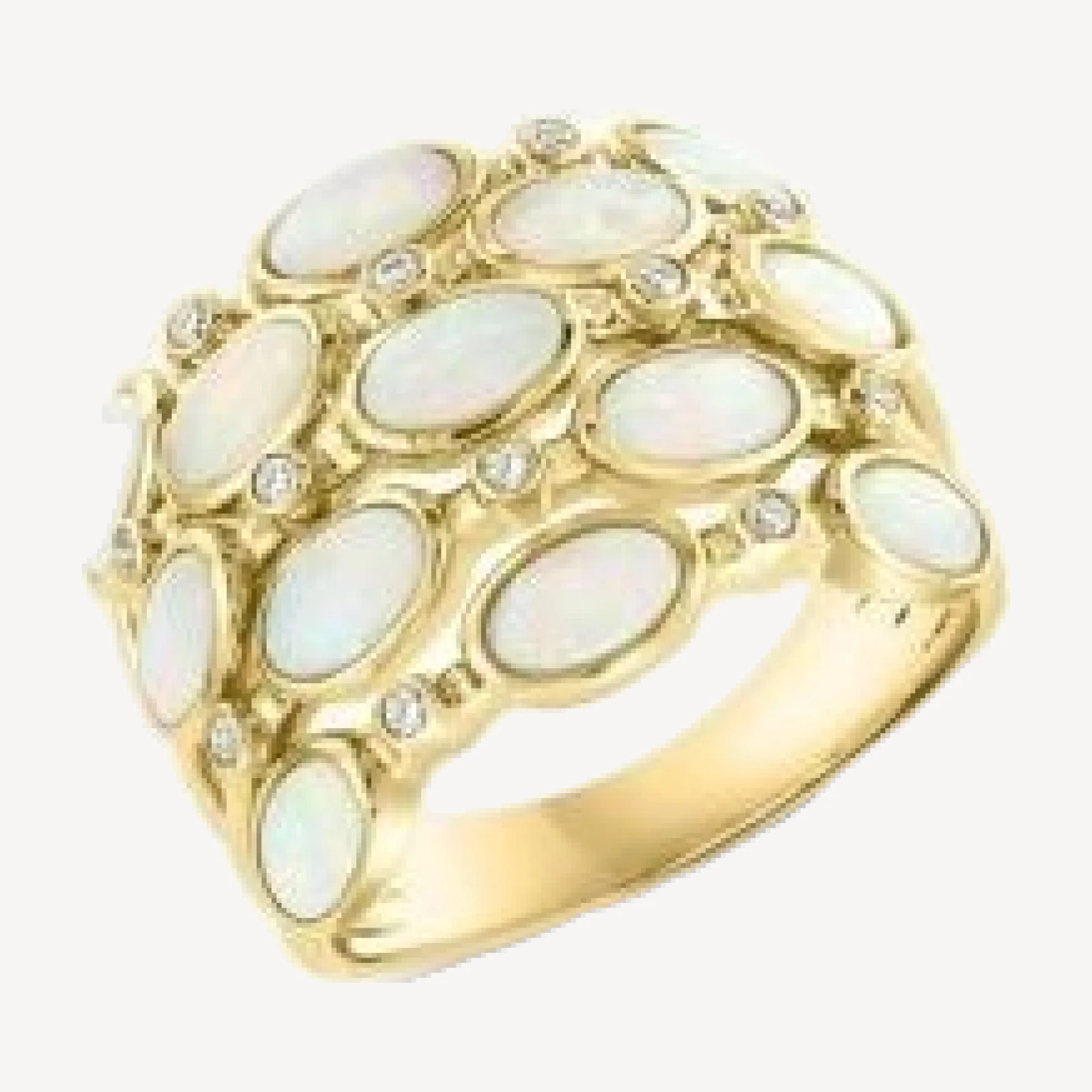 Bloomingdale's Fine Collection Opal & Diamond Multirow Statement Ring in 14K Yellow Gold