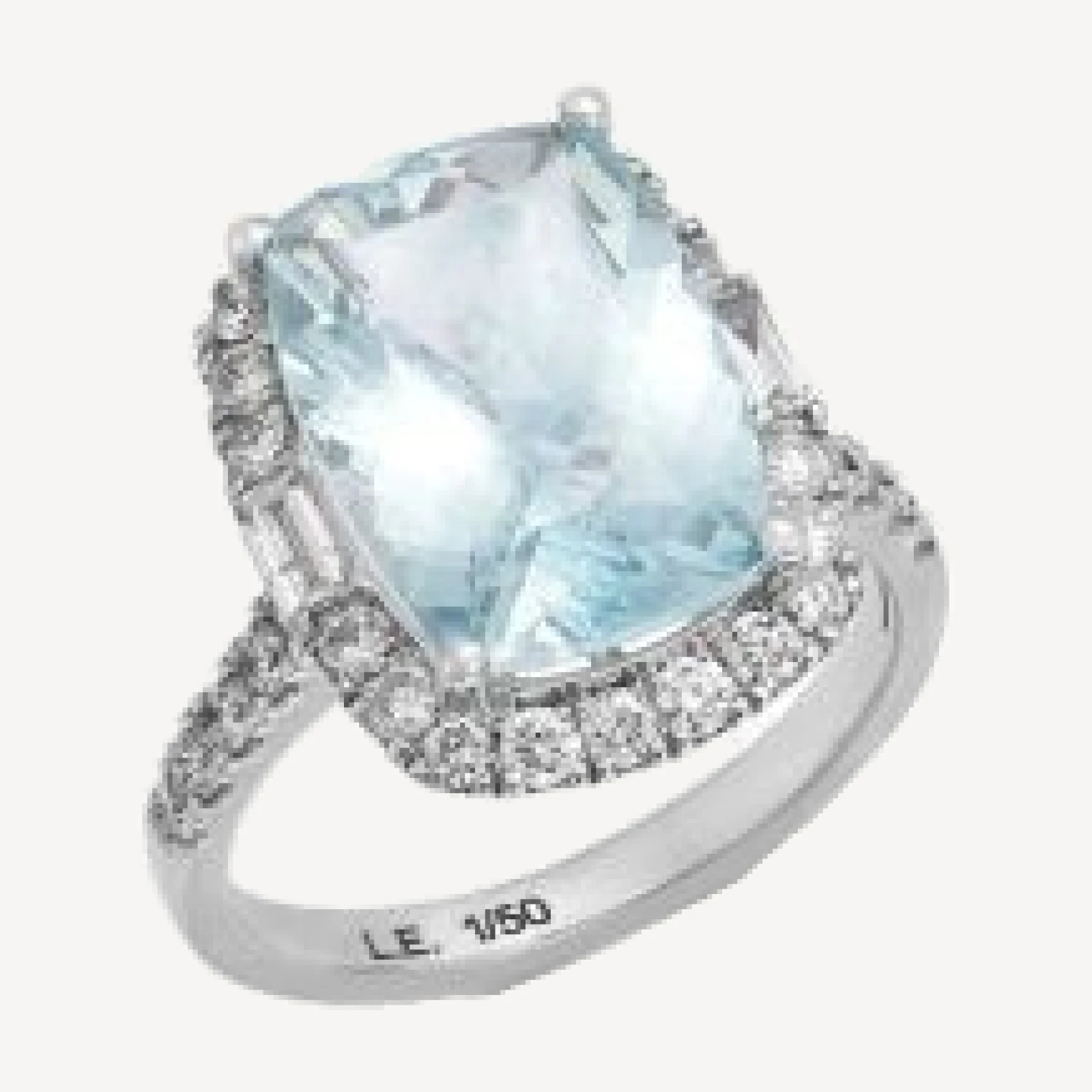 Bloomingdale's Fine Collection Limited Edition Aquamarine & Diamond Cushion Cut Aquamarine Halo Ring in 14K White Gold