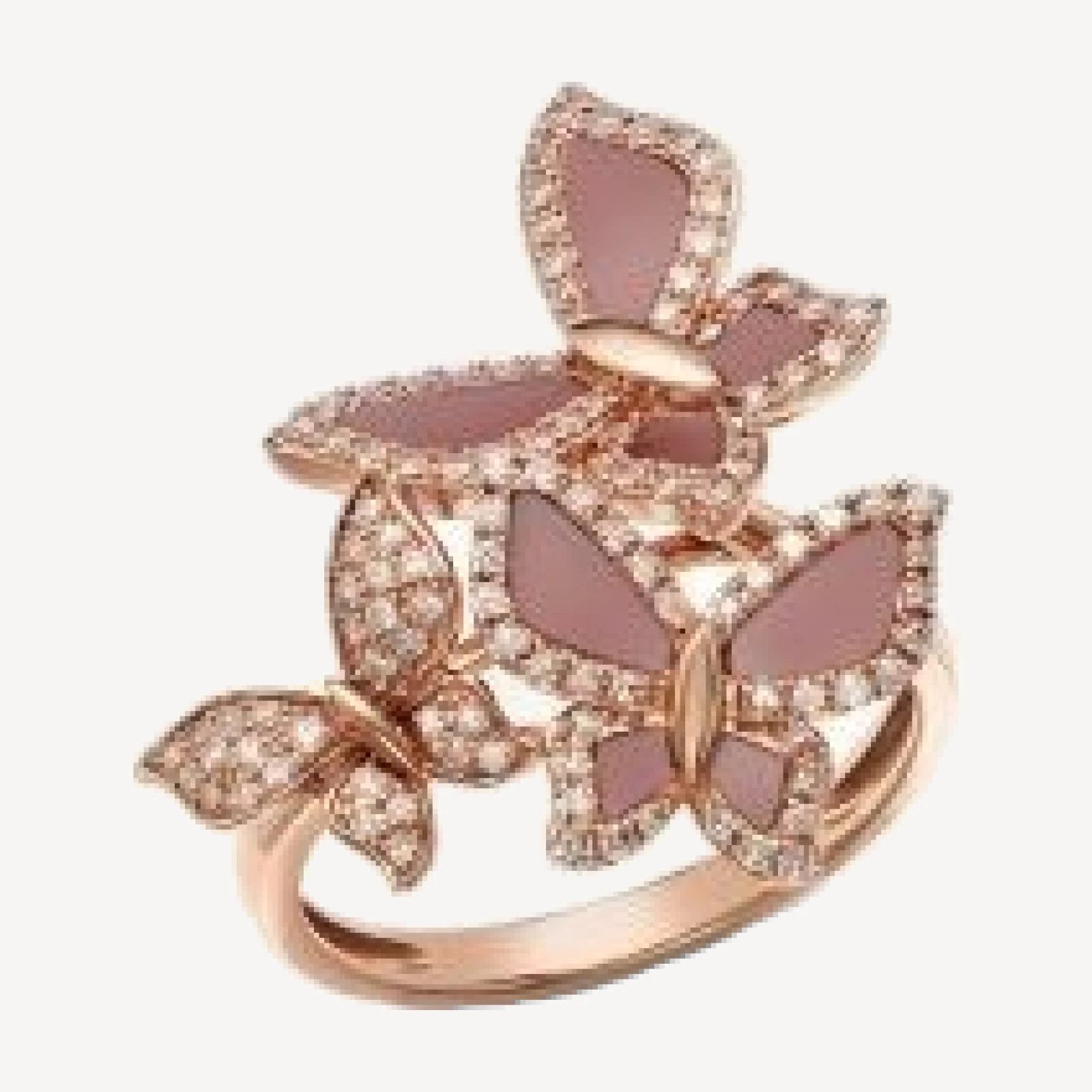 Bloomingdale's Fine Collection Mother of Pearl & Diamond Triple Butterfly Ring in 14K Rose Gold