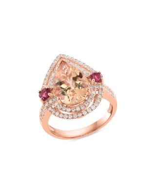 Bloomingdale's Fine Collection Pink Tourmaline, Morganite & Diamond Ring in 14K Rose Gold