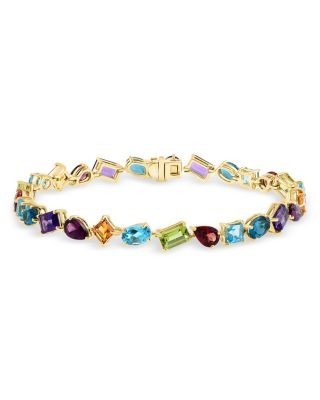 Bloomingdale's Fine Collection Rainbow Gemstone Mixed Cut Bracelet in 14K Yellow Gold