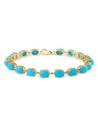 Bloomingdale's Fine Collection Turquoise Station Link Bracelet in 14K Yellow Gold