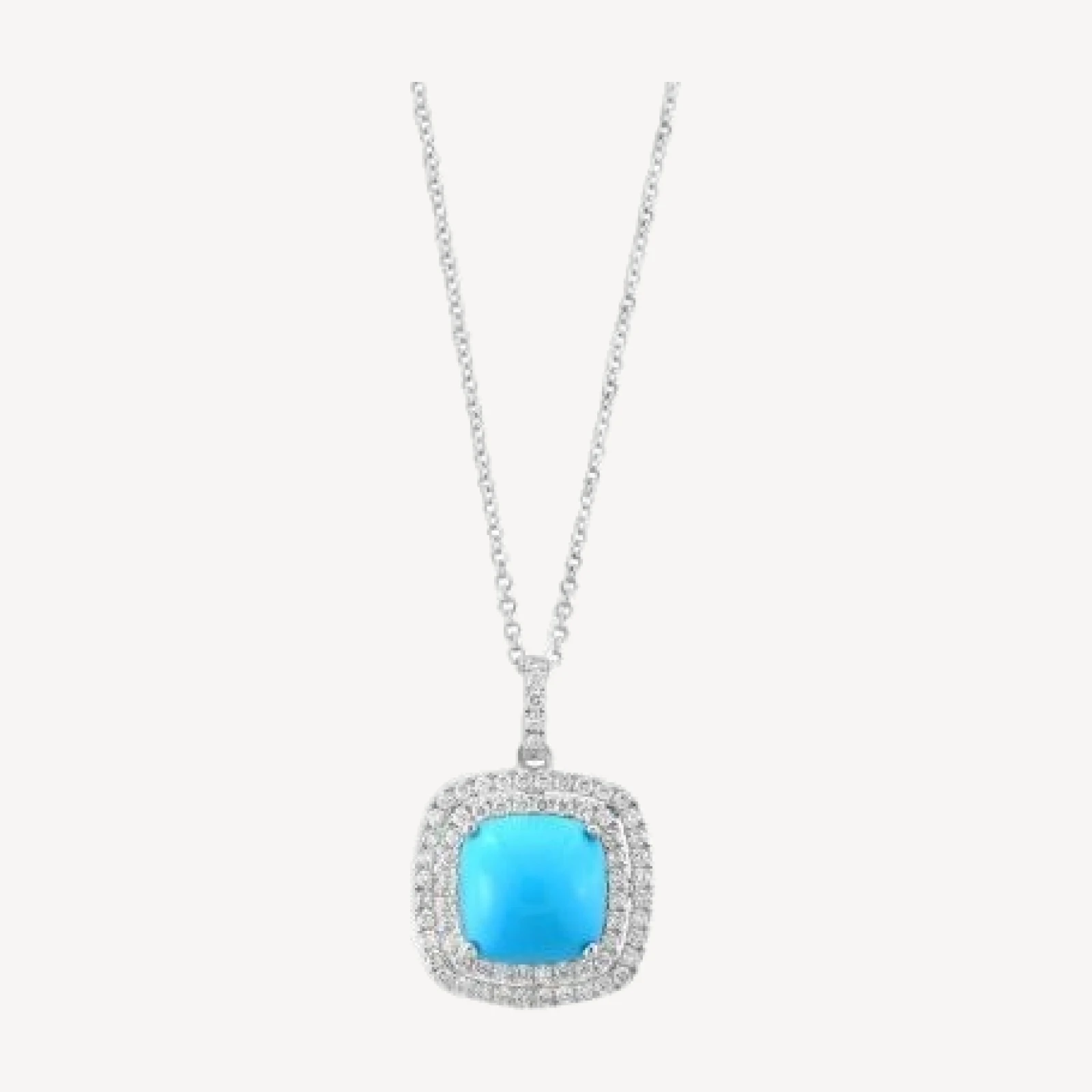 Bloomingdale's Fine Collection Turquoise & Diamond Halo Pendant Necklace in 14K White Gold, 16-18
