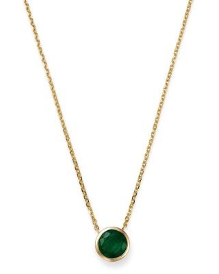 Bloomingdale's Fine Collection Emerald Bezel Pendant Necklace in 14K Yellow Gold, 16