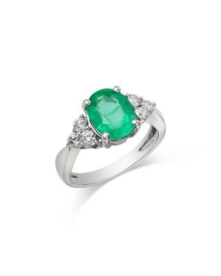 Bloomingdale's Fine Jewelry Emerald & Diamond Oval Ring in 14K White Gold