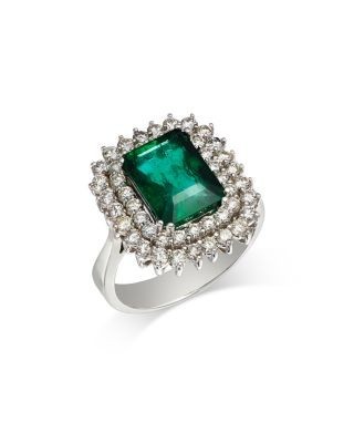 Bloomingdale's Fine Collection Emerald & Diamond Double Halo Ring in 14K White Gold