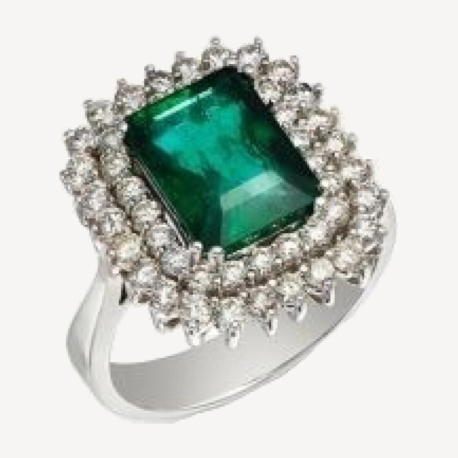 Bloomingdale's Fine Collection Emerald & Diamond Double Halo Ring in 14K White Gold