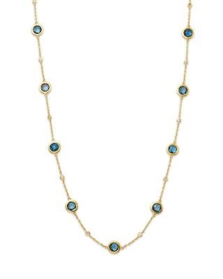 Bloomingdale's Fine Collection Blue Topaz & Diamond Station Collar Necklace in 14K Yellow Gold