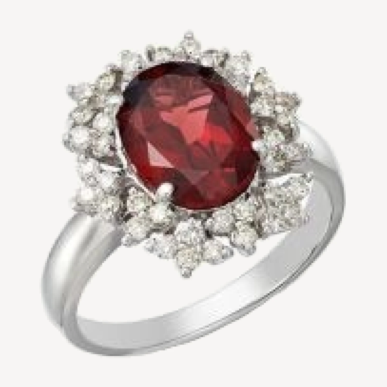 Bloomingdale's Fine Collection Garnet & Diamond Flower Halo Ring in 14K White Gold