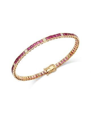 Bloomingdale's Fine Collection Emerald & Diamond Bracelet in 14K Yellow Gold