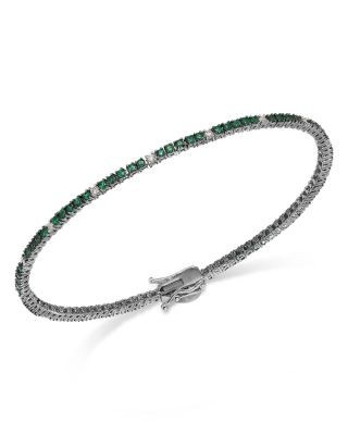 Bloomingdale's Fine Collection Emerald & Diamond Tennis Bracelet in 14K White Gold
