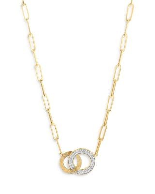 Bloomingdale's Fine Collection Diamond Double Circle Pendant Necklace in 14K Yellow Gold, 0.50 tcw