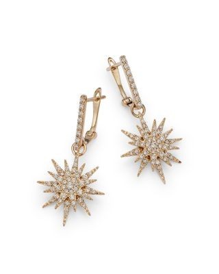 Bloomingdale's Fine Collection Diamond Starburst Drop Earrings in 14K Yellow Gold, 0.80 tcw