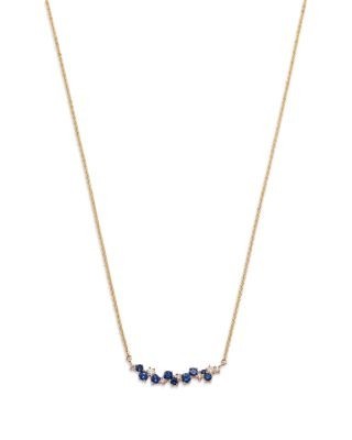 Bloomingdale's Fine Collection Blue Sapphire & Diamond Curved Bar Necklace in 14K Yellow Gold, 18