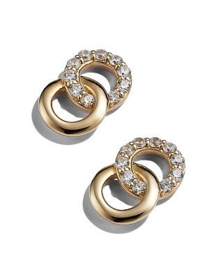 Bloomingdale's Fine Collection Diamond Double O Stud Earrings in 14K Yellow Gold, 0.17 tcw - 150th Anniversary Exclusive