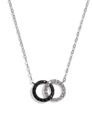 Bloomingdale's Fine Collection White & Black Diamond Double O Pendant Necklace in 14K White Gold, 0.25 tcw - 150th Anniversary Exclusive