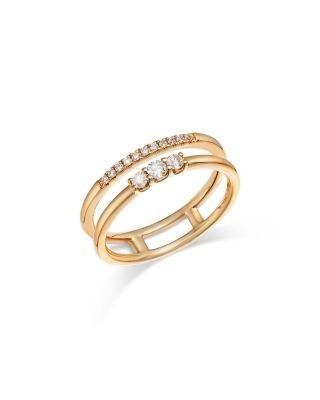 Bloomingdale's Fine Collection Diamond Round-Cut Open Double Band Ring in 14K Yellow Gold, 0.19 tcw
