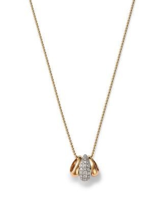 Bloomingdale's Fine Collection Diamond & Polished Ring Pendant Necklace in 14K White & Yellow Gold, 0.2 tcw