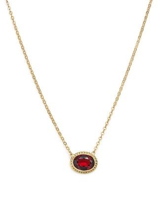 Garnet Bezel Pendant Necklace in 14K Yellow Gold, 18