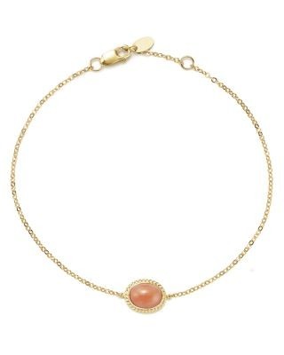 Coral Oval Bracelet in 14K Yellow Gold