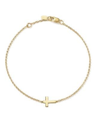 14K Yellow Gold Small Cross Bracelet