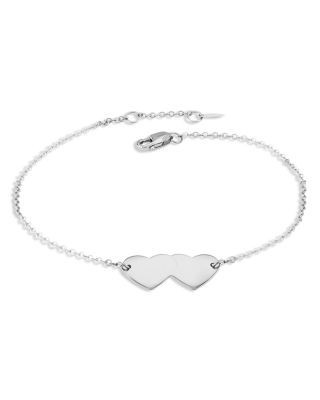 Bloomingdale's Fine Collection Double Heart Link Bracelet in Sterling Silver