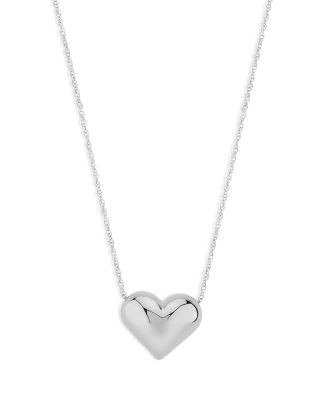 Bloomingdale's Fine Collection Puffed Heart Pendant Necklace in Sterling Silver, 18