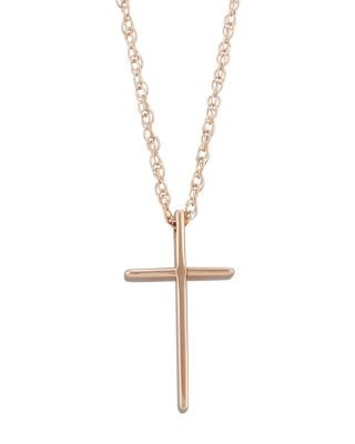 Bloomingdale's Fine Collection Cross Pendant Necklace in 14K Rose Gold, 18