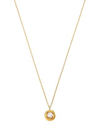 Bloomingdale's Fine Collection Cultured Freshwater Pearl Knot Pendant Necklace in 14K Yellow Gold, 18