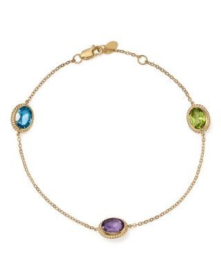 Bloomingdale's Fine Collection Multi Gemstone Oval Station Bracelet in 14K Yellow Gold