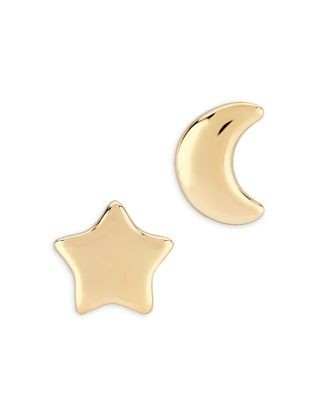 Bloomingdale's Fine Collection Star & Moon Mismatch Stud Earrings in 14K Yellow Gold