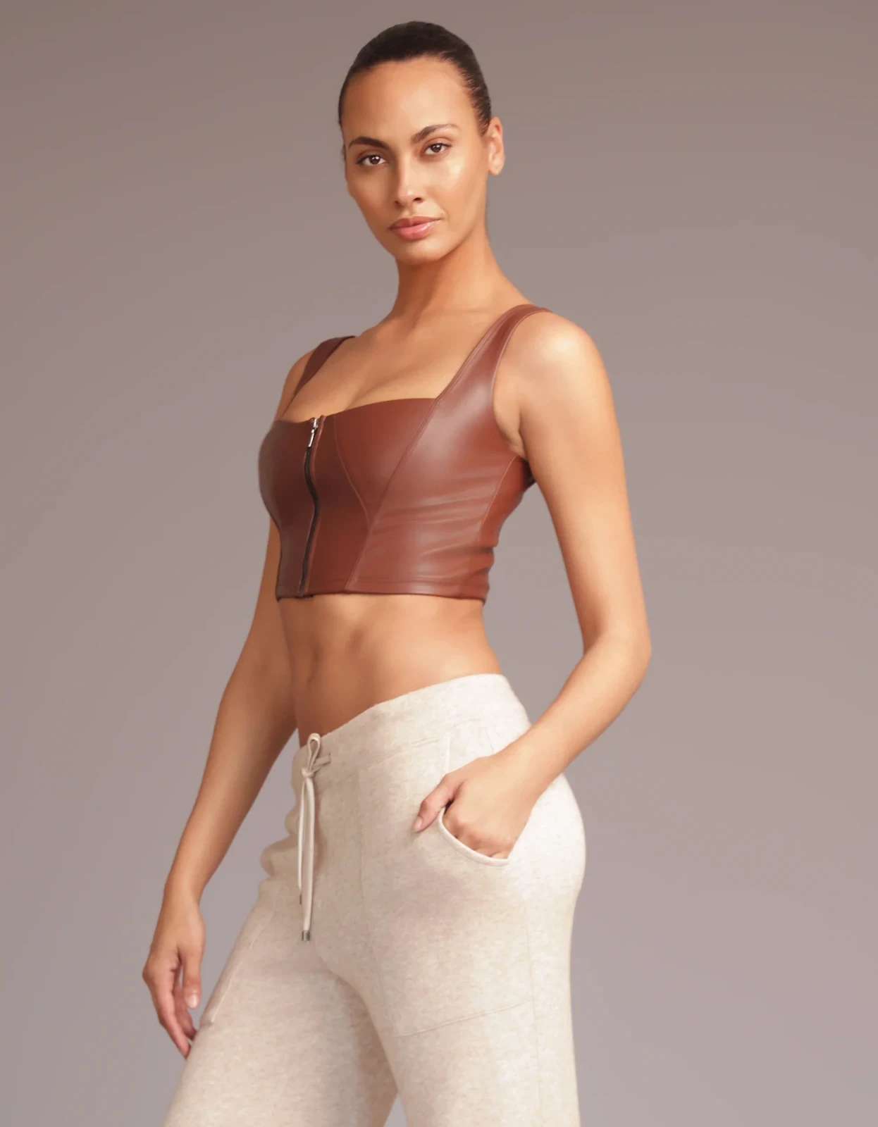 LEATHER BUSTIER [Mocha]