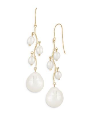 Bloomingdale's Fine Collection Cultured Freshwater & Baroque Pearl Drop Earrings in 14K Yellow Gold